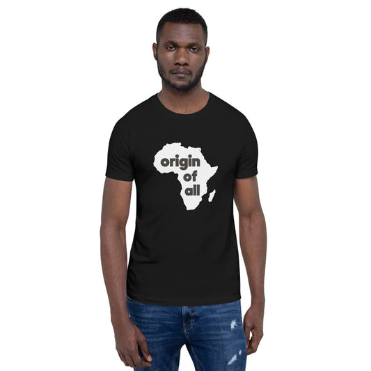 "Origin of All" White Print Unisex T-Shirt