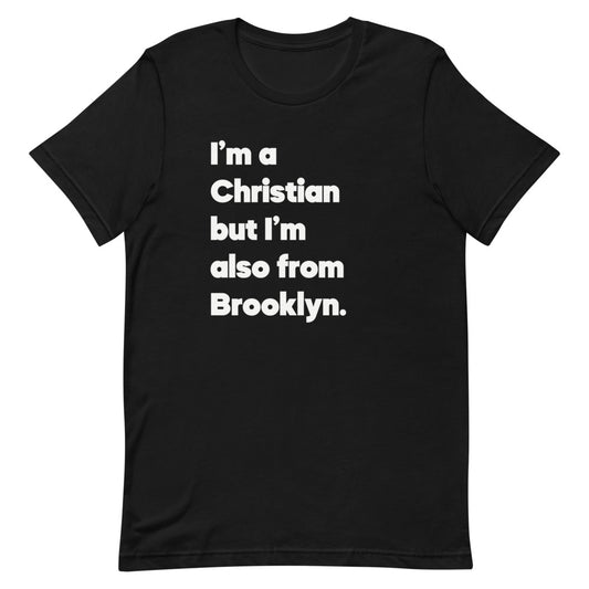"Saved but Brooklyn" White Print Unisex T-shirt