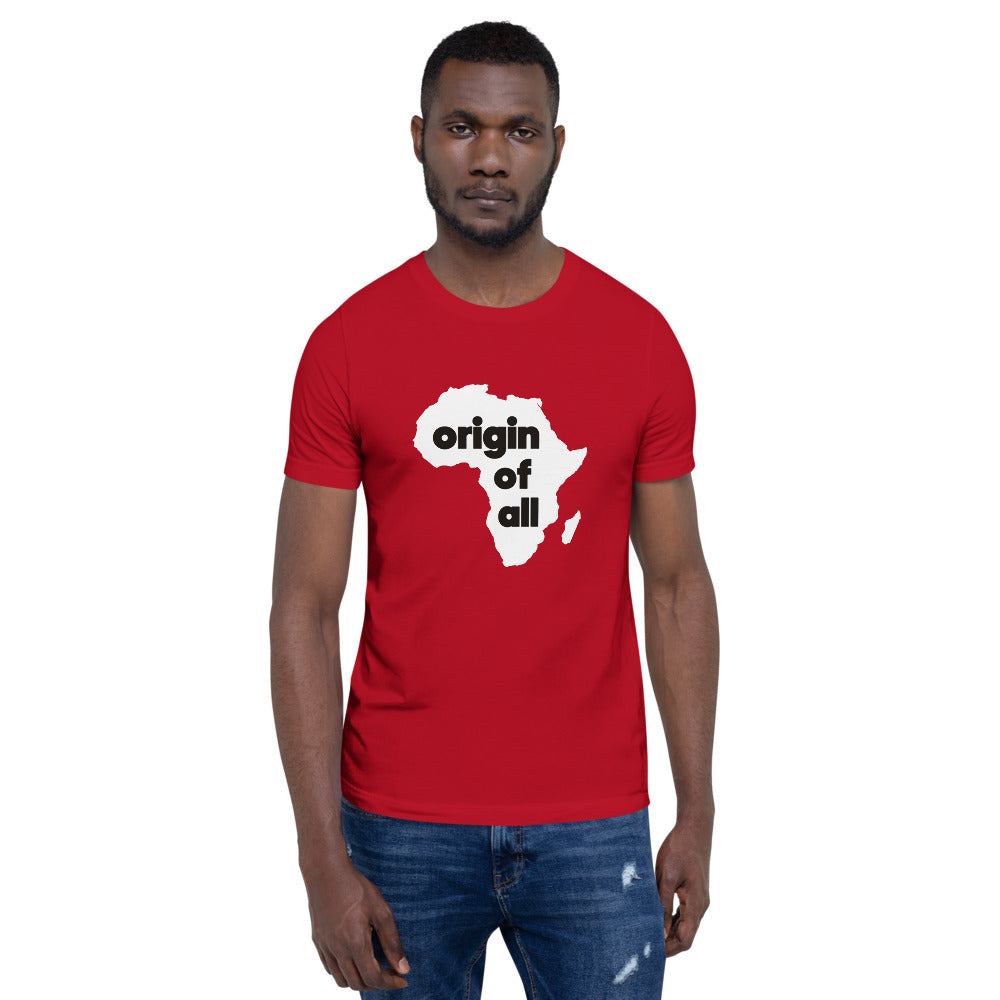 "Origin of All" White Print Unisex T-Shirt