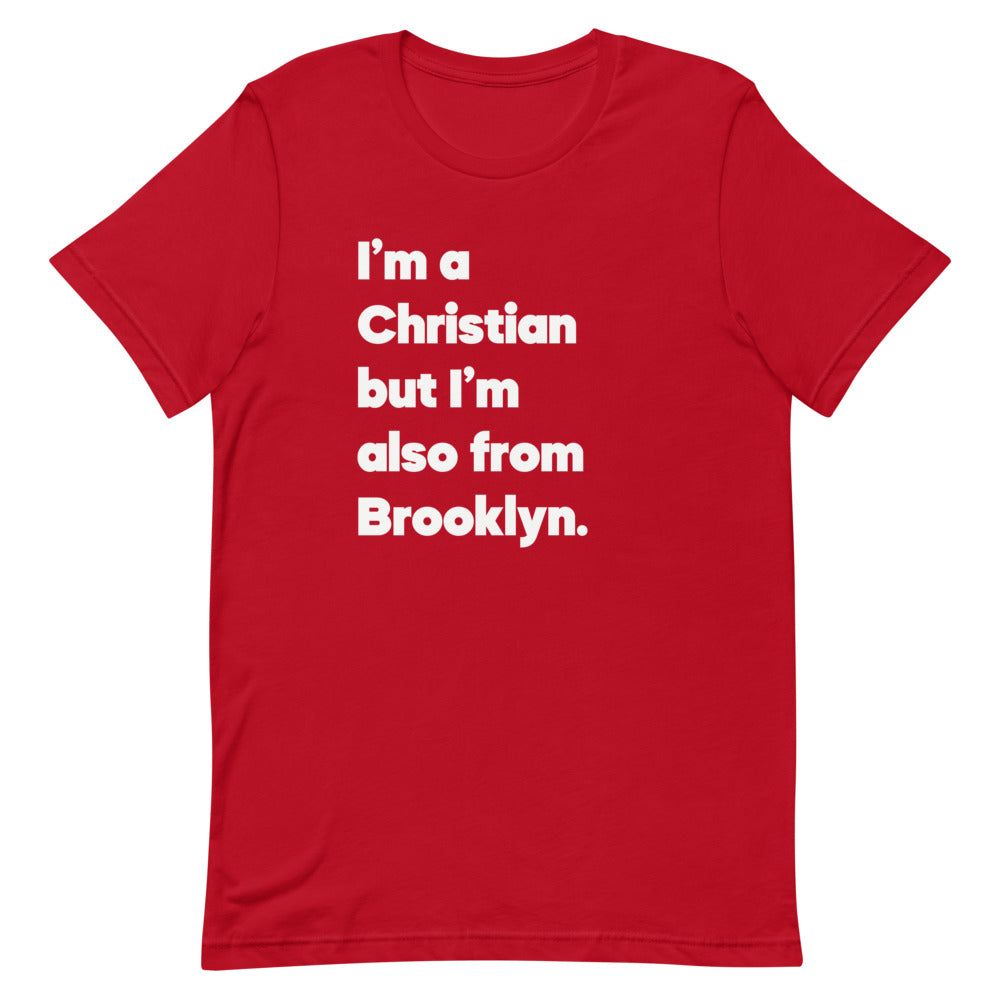 "Saved but Brooklyn" White Print Unisex T-shirt